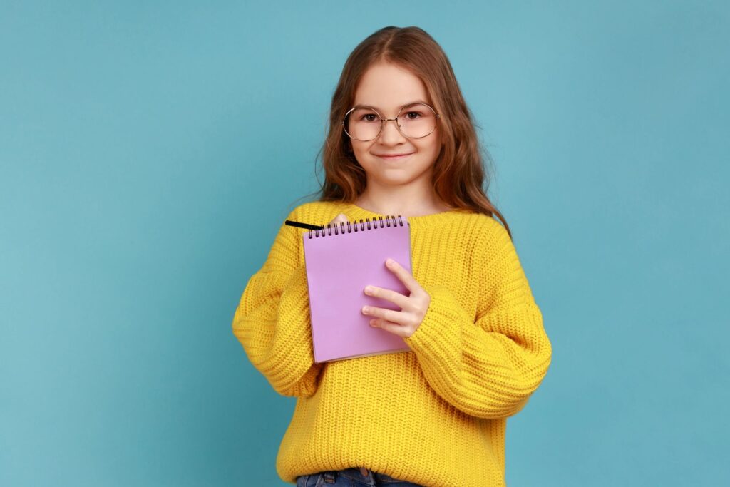 happy creative children writing